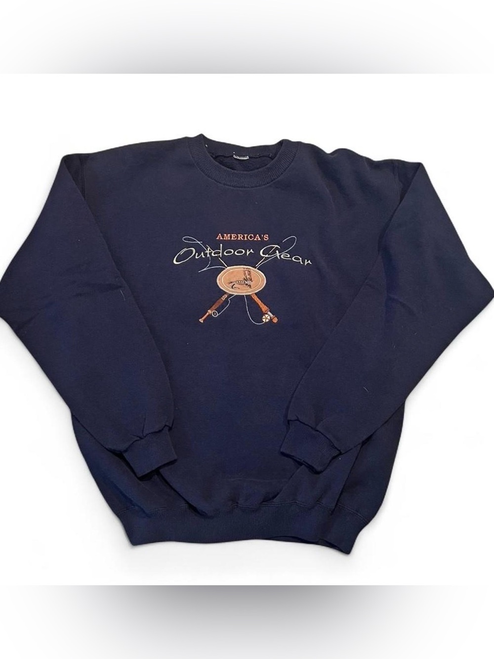 Navy Crewneck Sweatshirt - Men's NO TAG FITS LIKE LARGE #Vintage